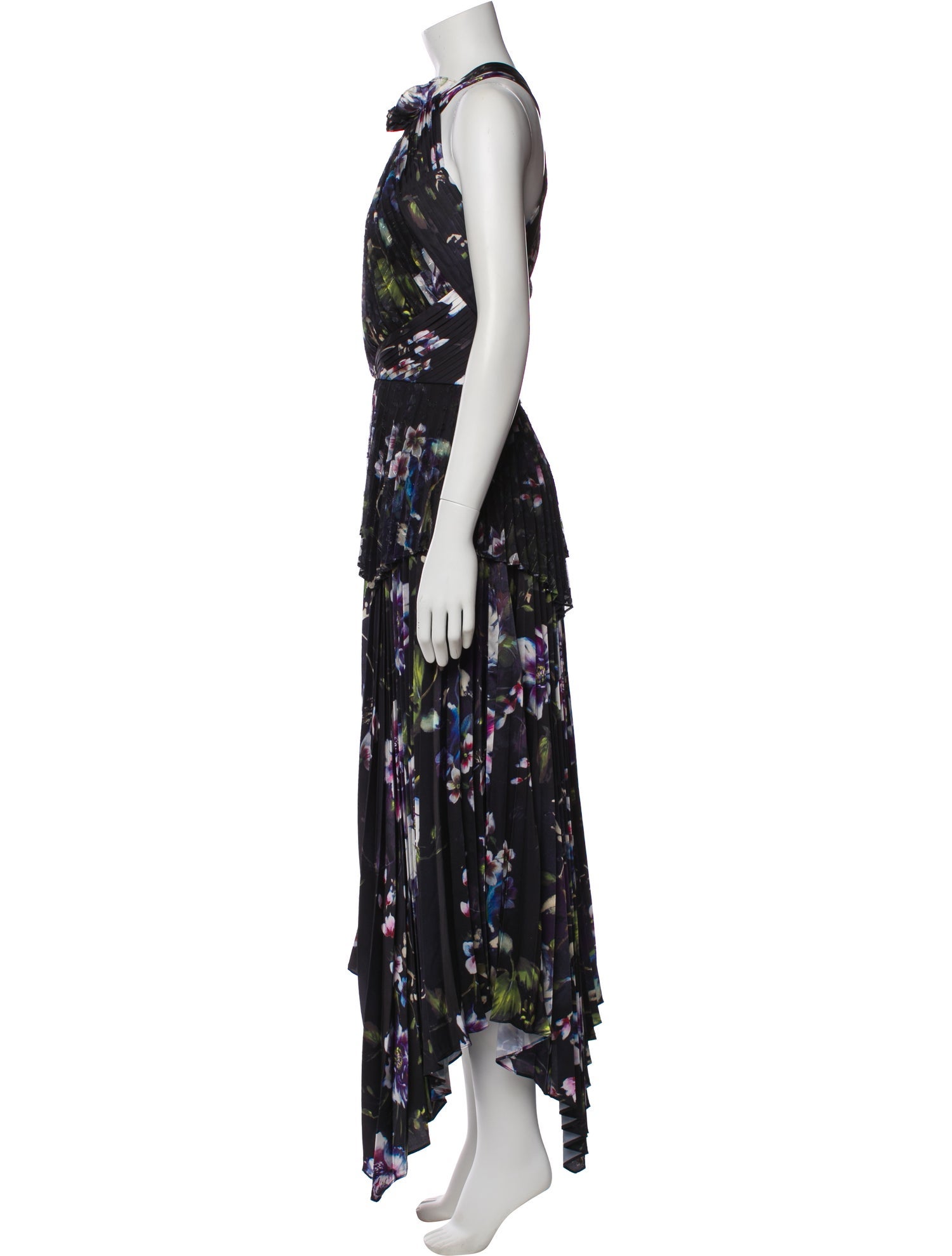 Theia Floral Print Long Dress