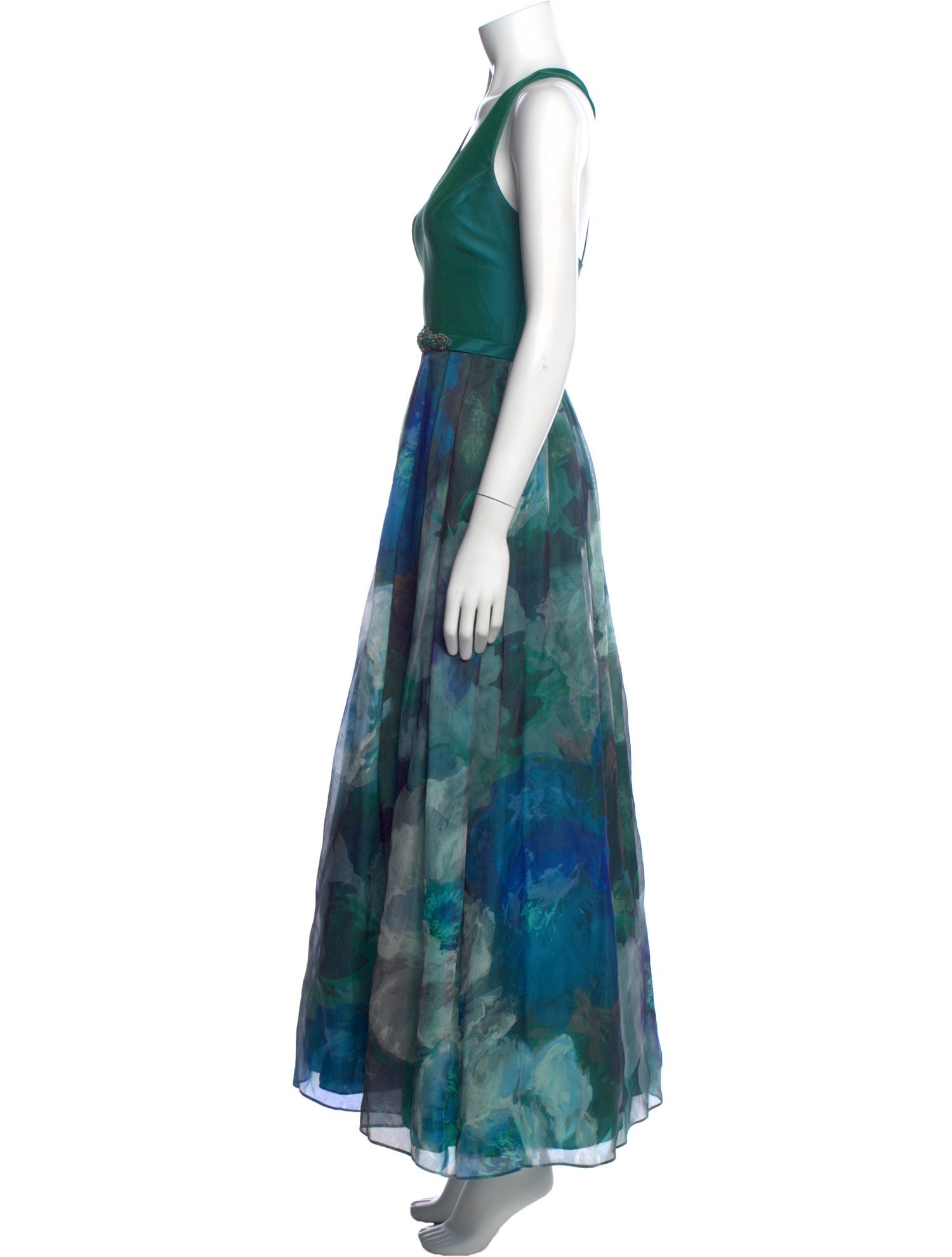 Theia Printed Long Dress