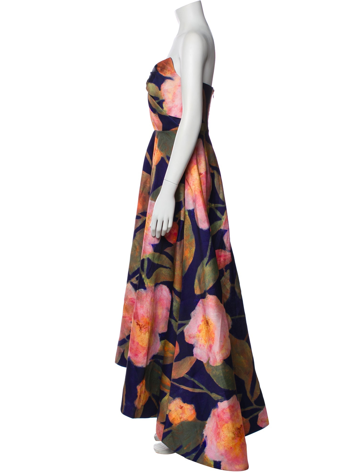 Theia Floral Print Long Dress