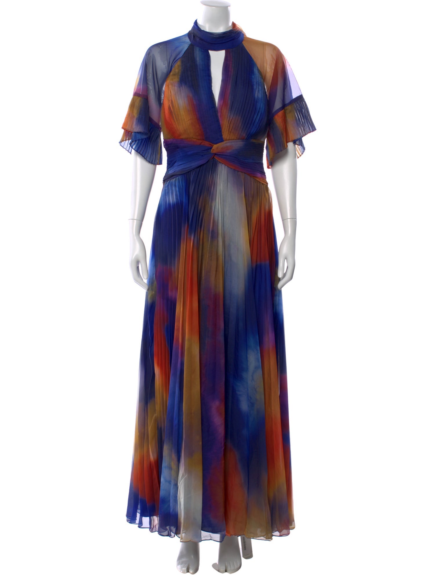Theia Printed Long Dress