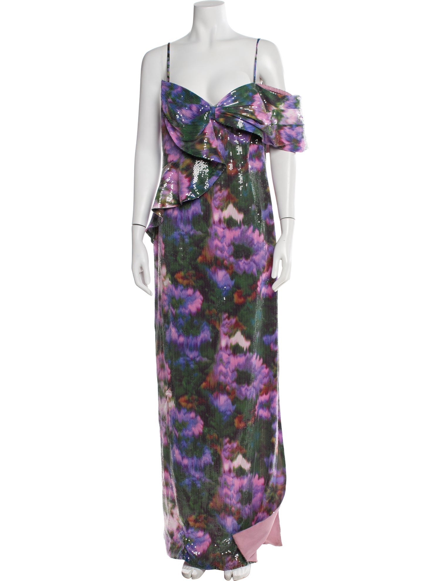 Theia Printed Long Dress