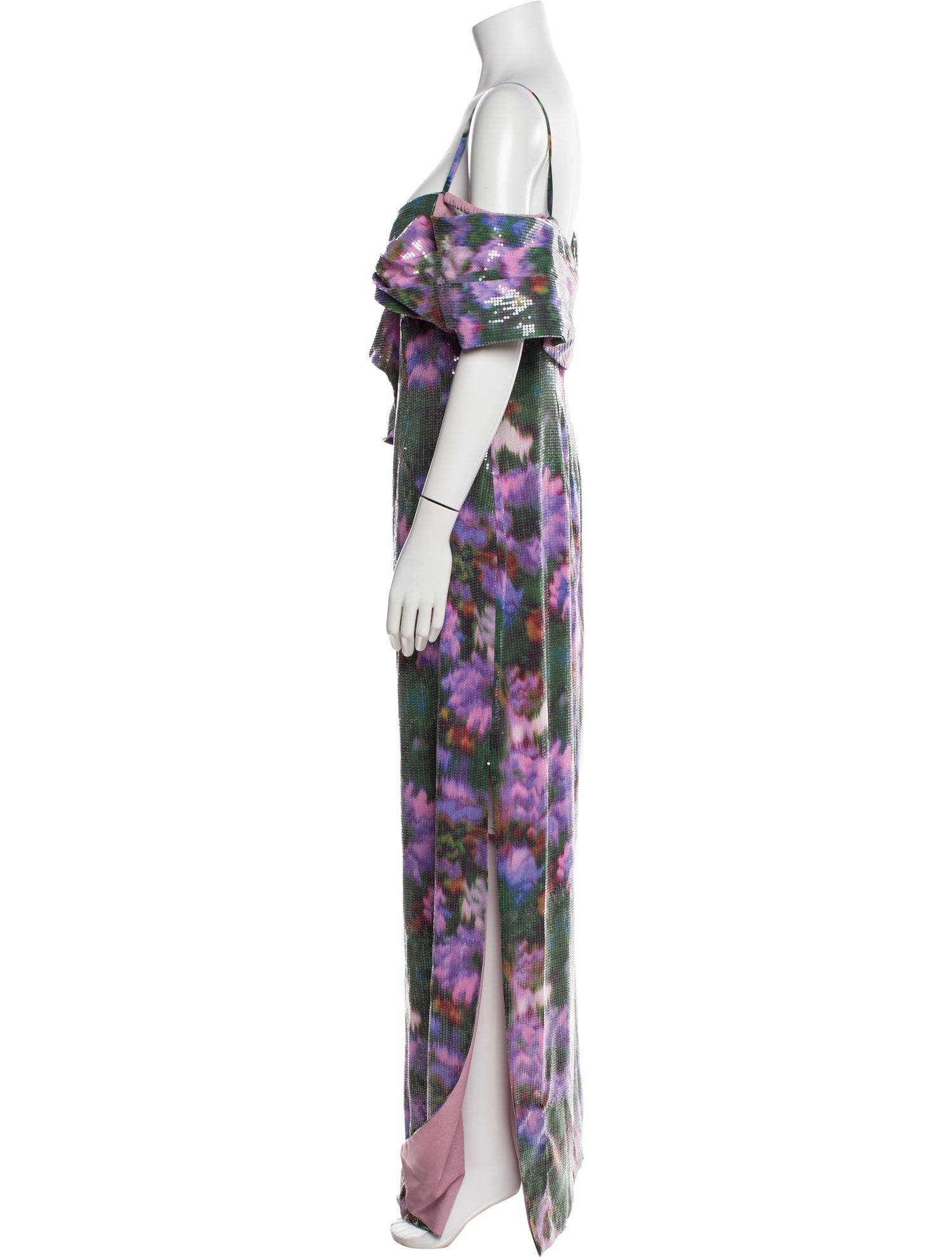 Theia Printed Long Dress