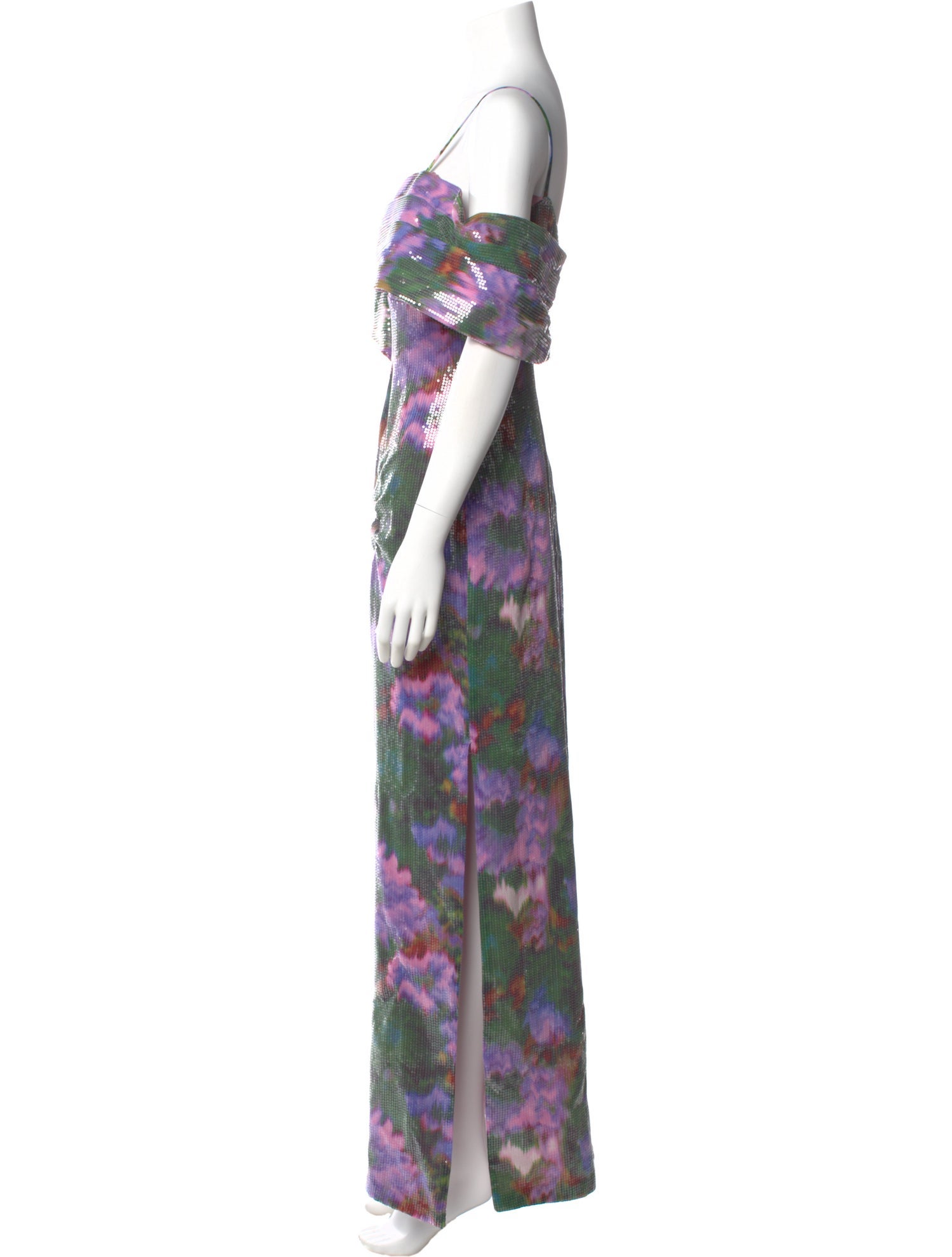 Theia Floral Print Long Dress