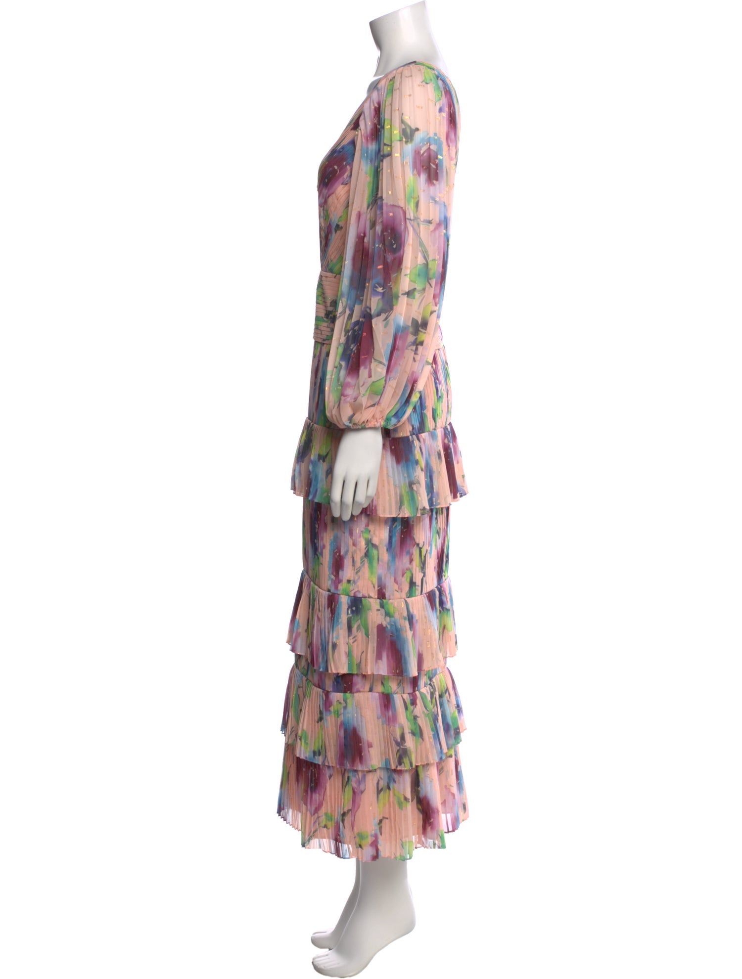 Theia Printed Long Dress