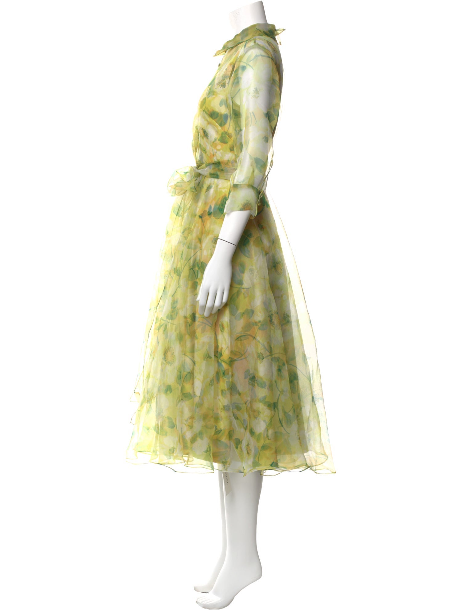 Theia Floral Print Midi Length Dress