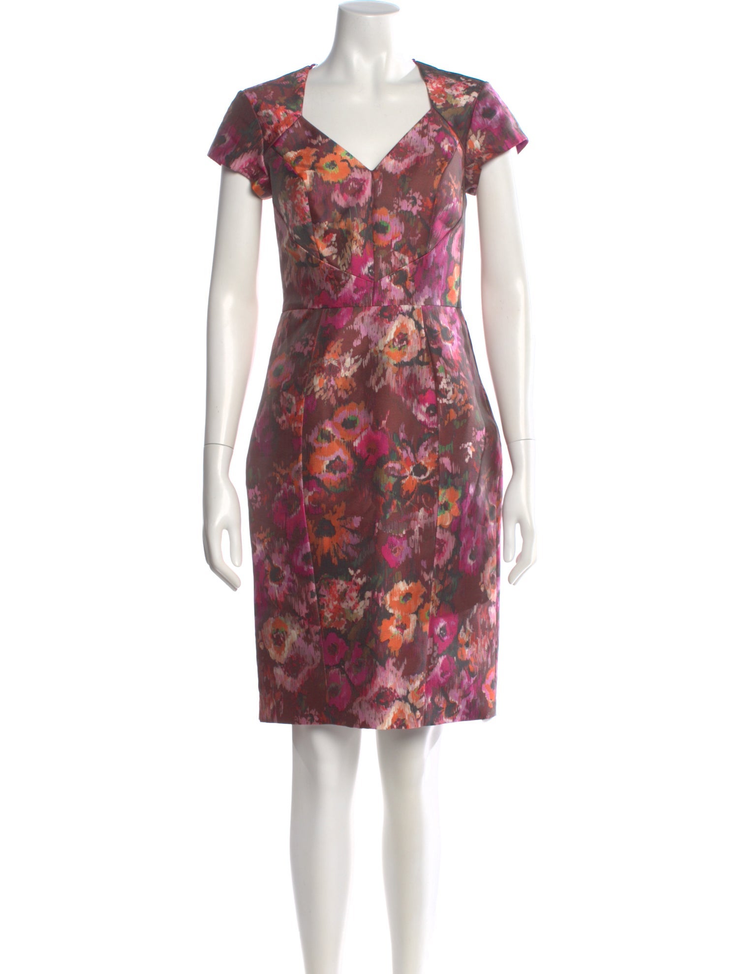 Theia Floral Print Knee-Length Dress w/ Tags