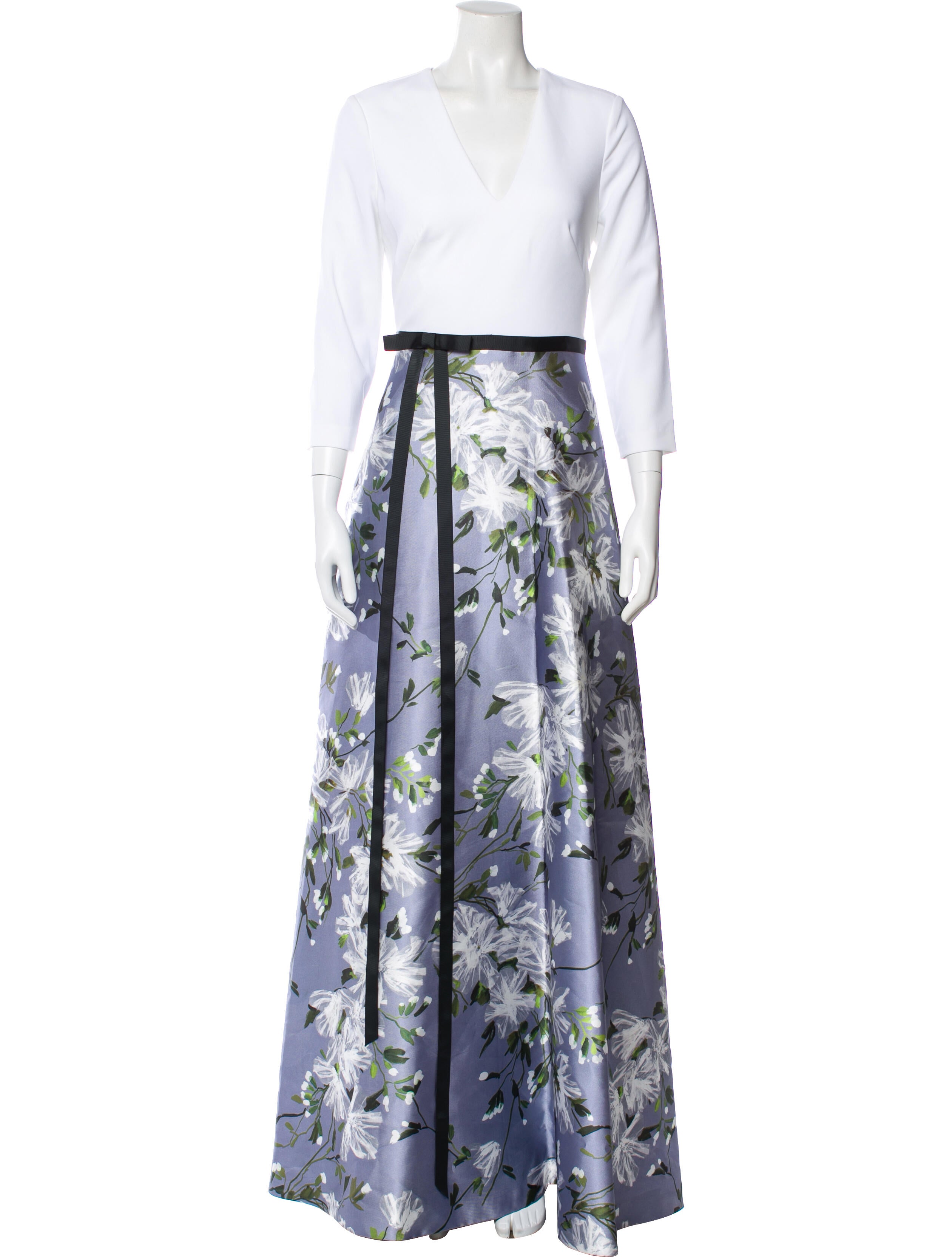 Theia Floral Print Long Dress