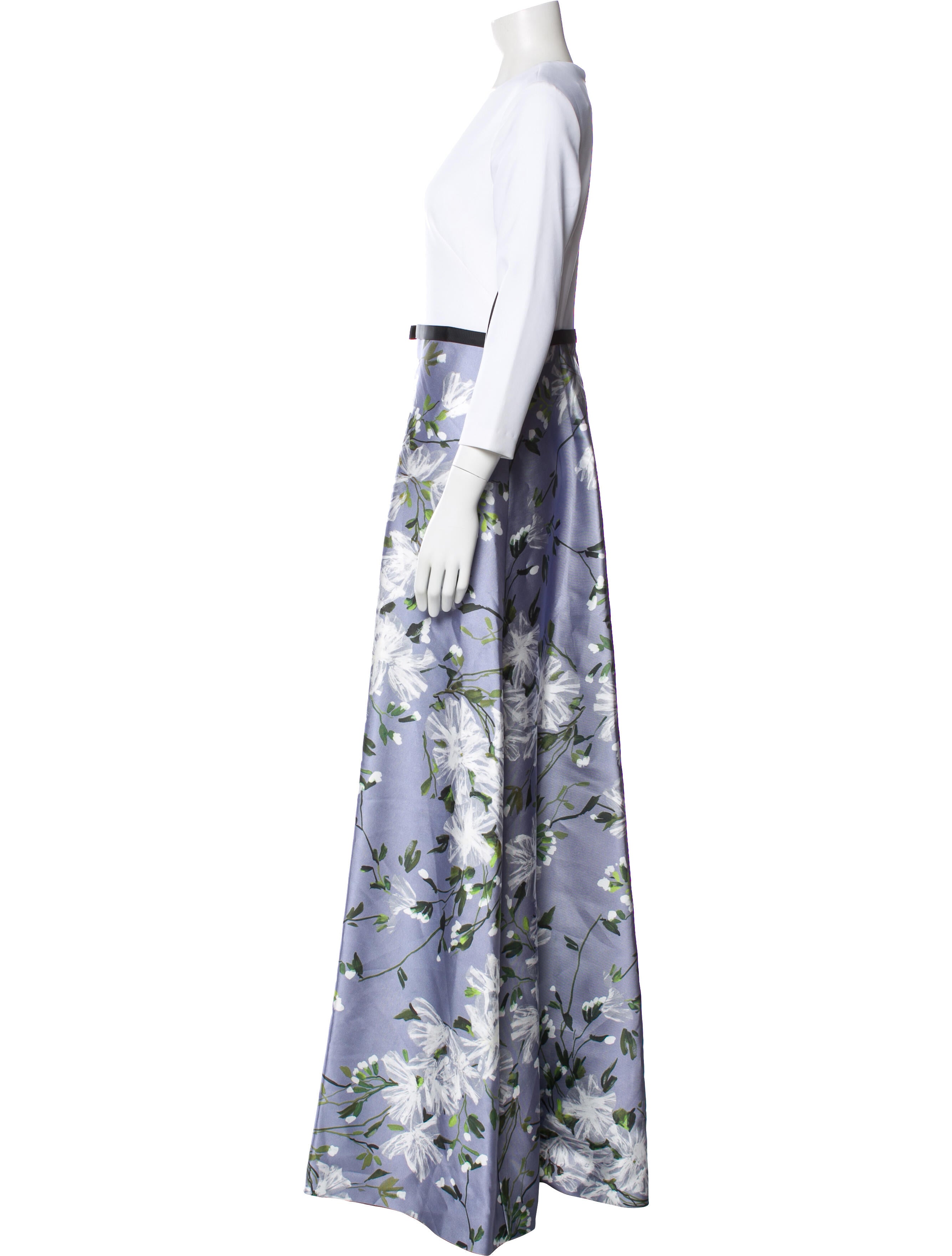 Theia Floral Print Long Dress