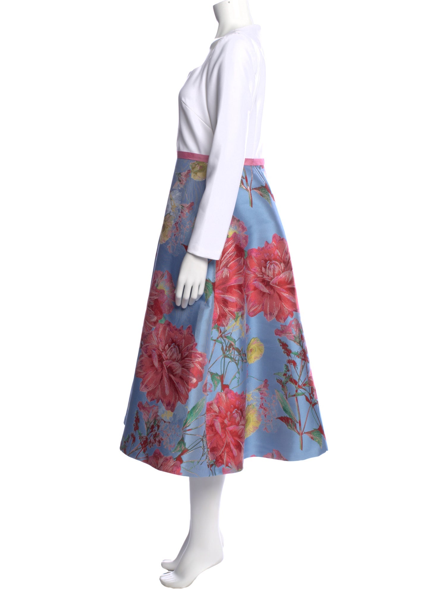 Theia Floral Print Long Dress