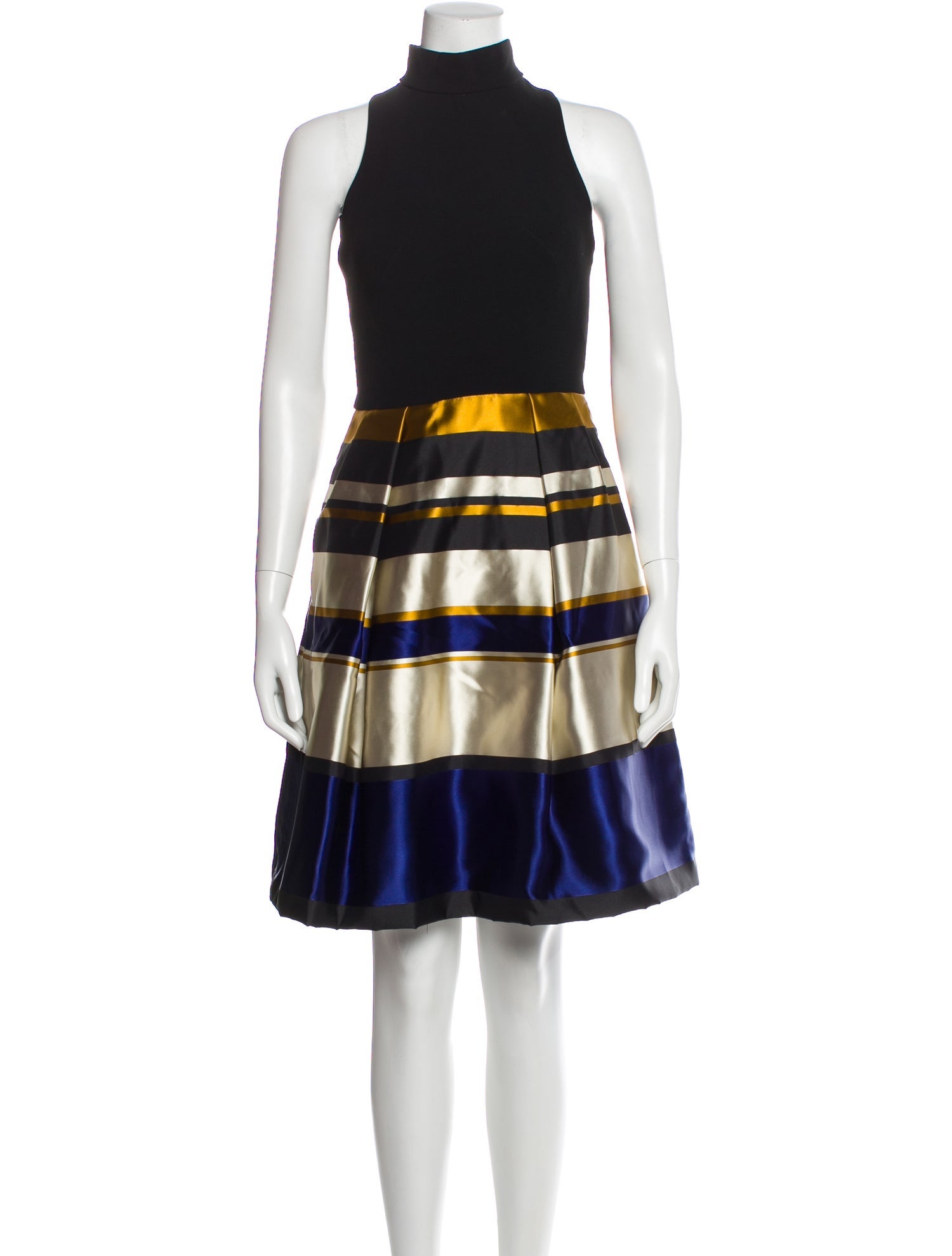 Theia Striped Knee-Length Dress