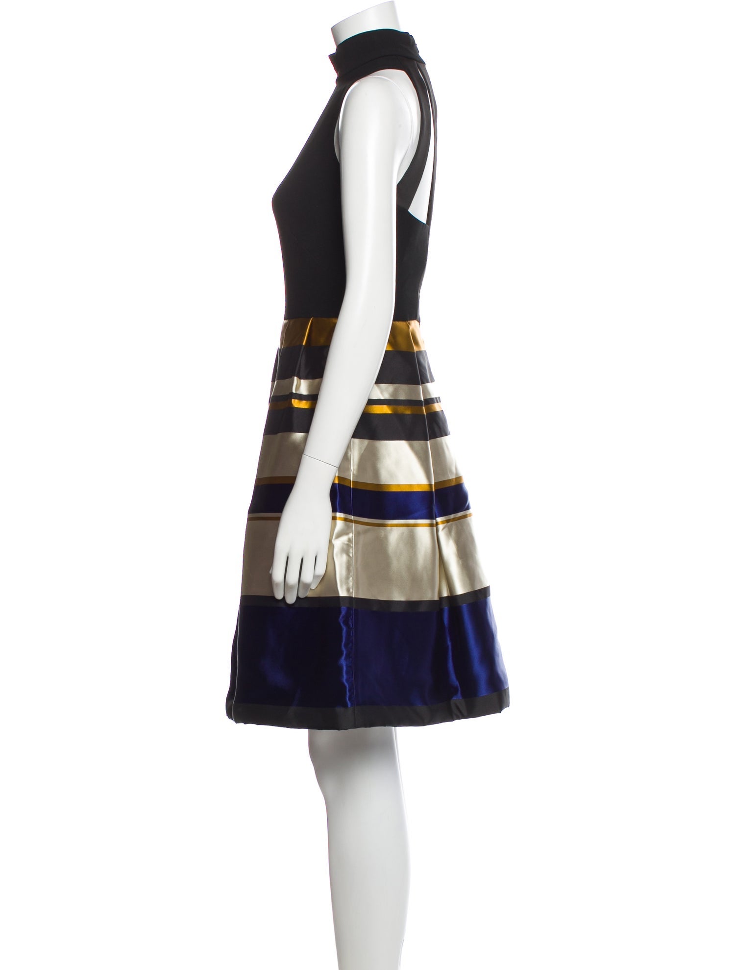 Theia Striped Knee-Length Dress