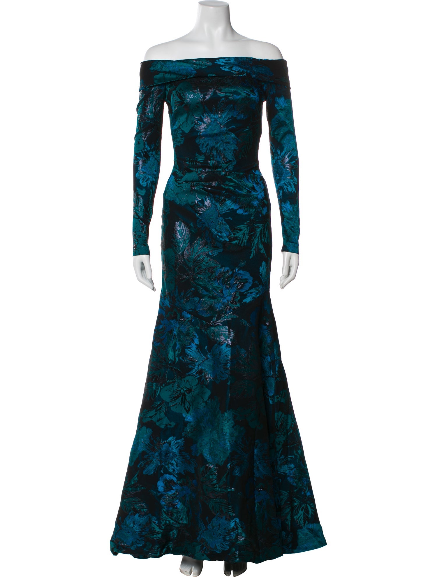 Theia Printed Long Dress