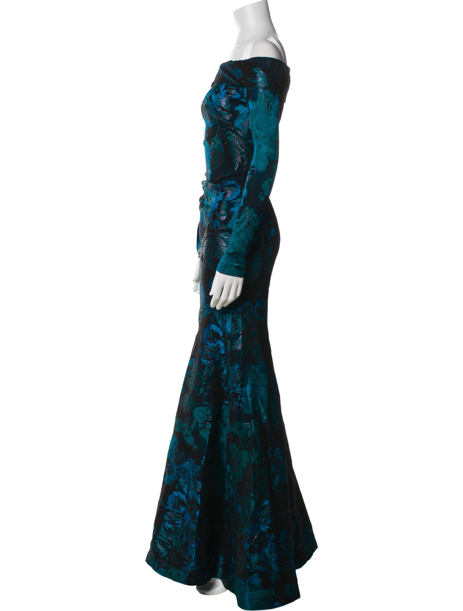 Theia Printed Long Dress