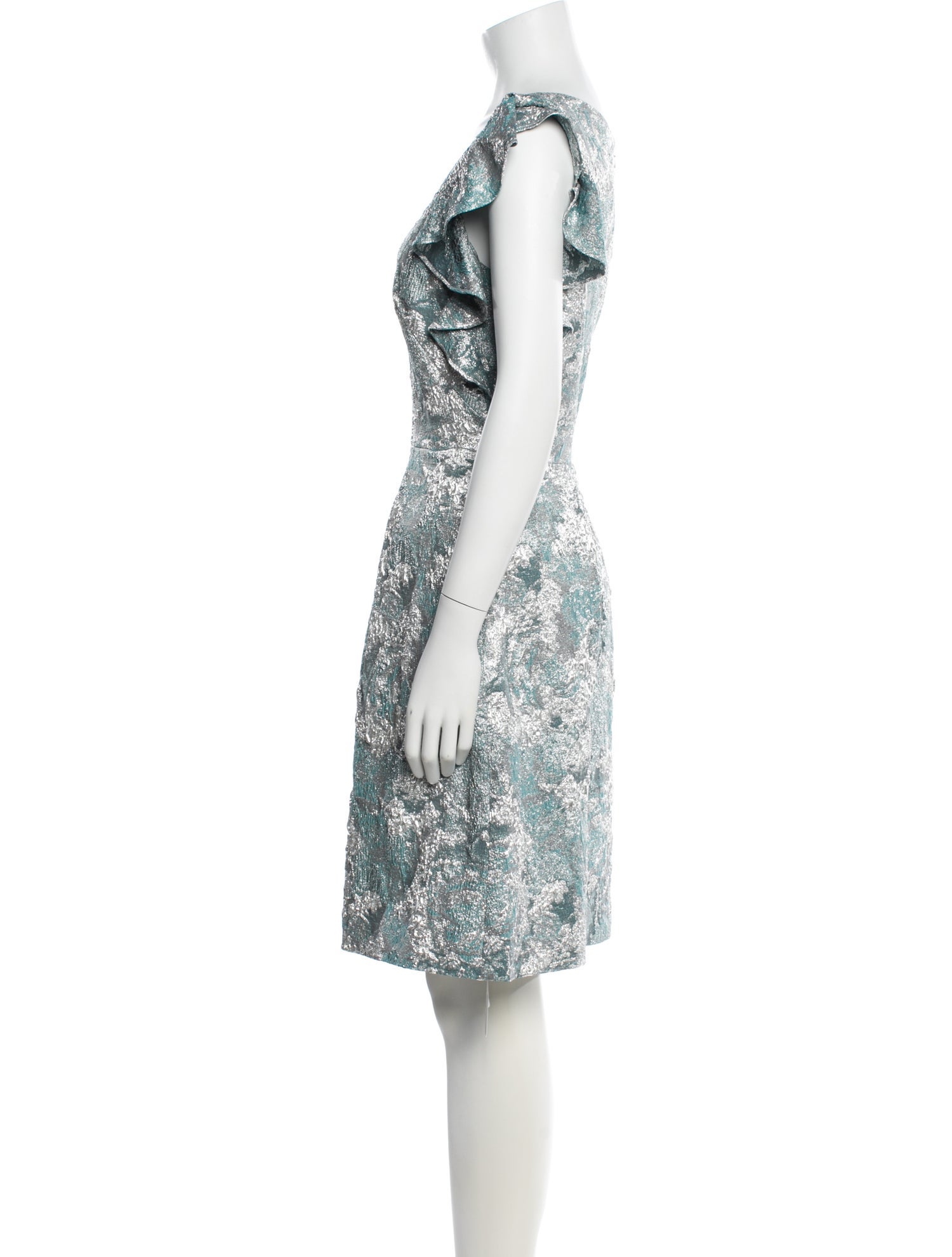 Theia Floral Print Knee-Length Dress
