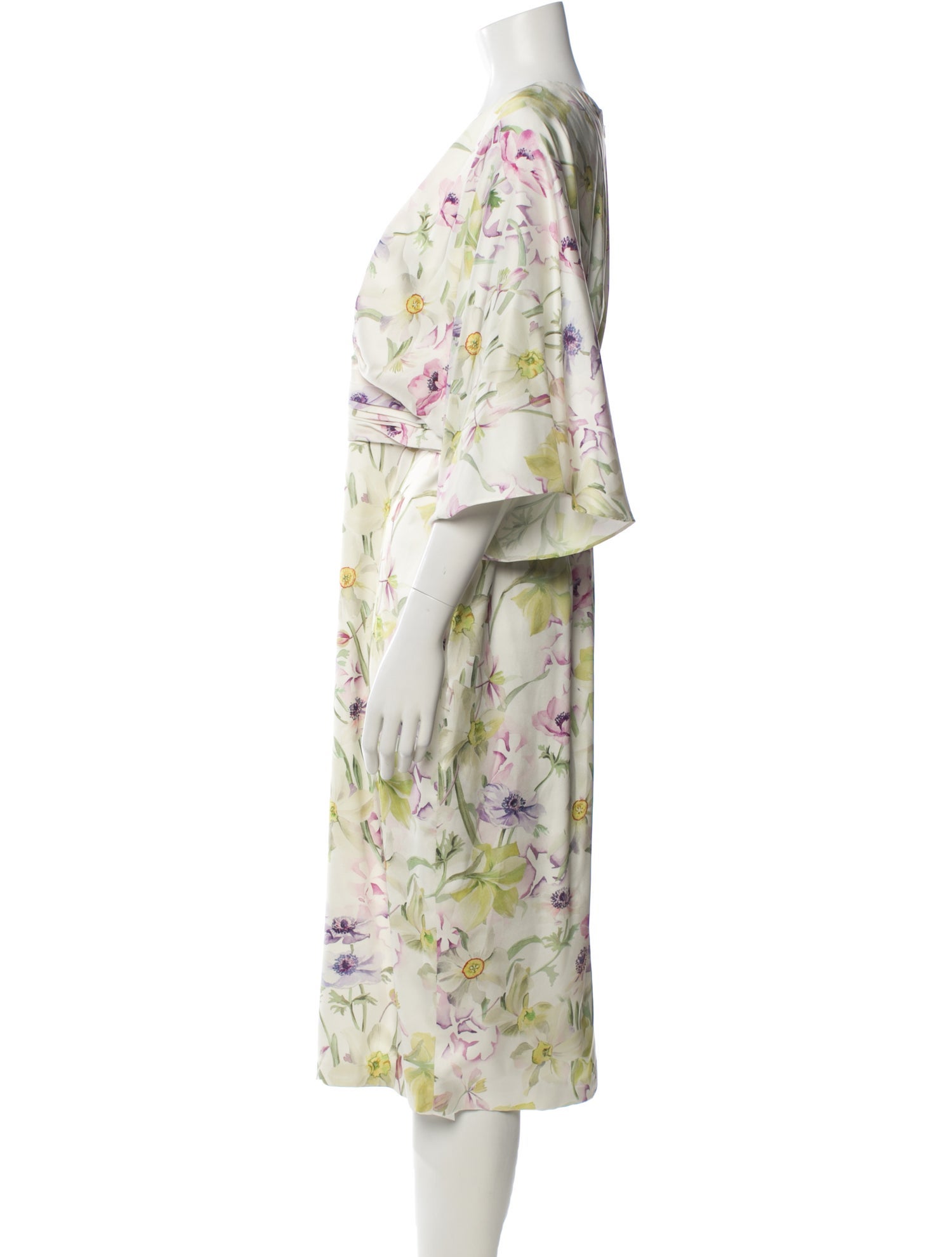 Theia Floral Print Midi Length Dress