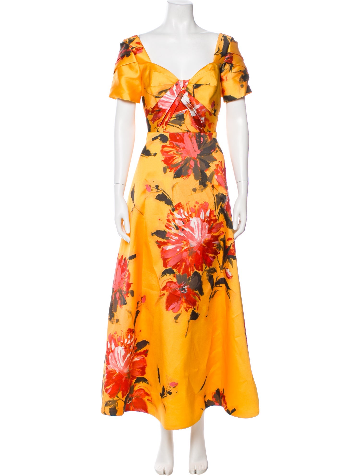 Theia Floral Print Long Dress