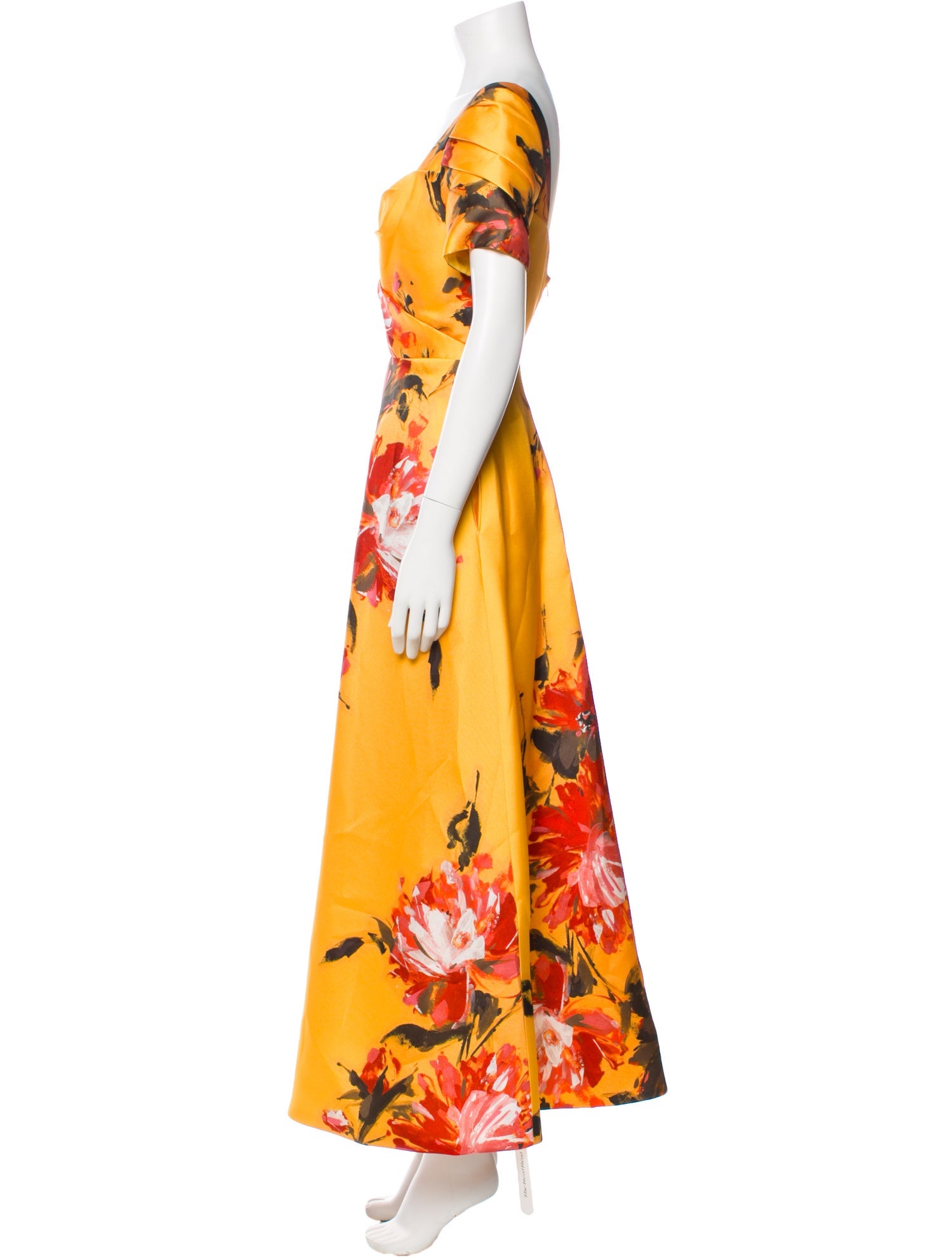 Theia Floral Print Long Dress