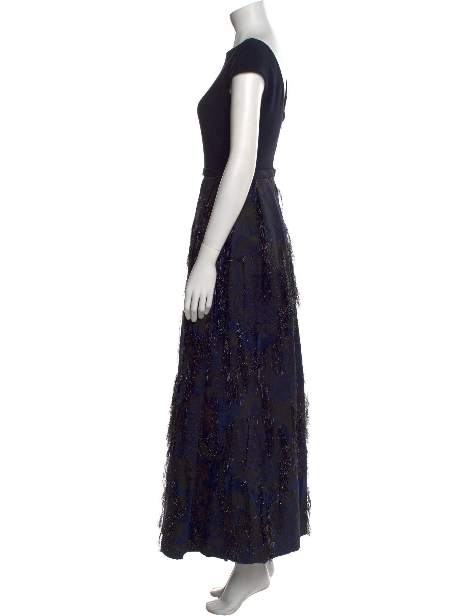 slim fit dress slacks Black Corded Lace / Metallic Bodice Velvet Gown