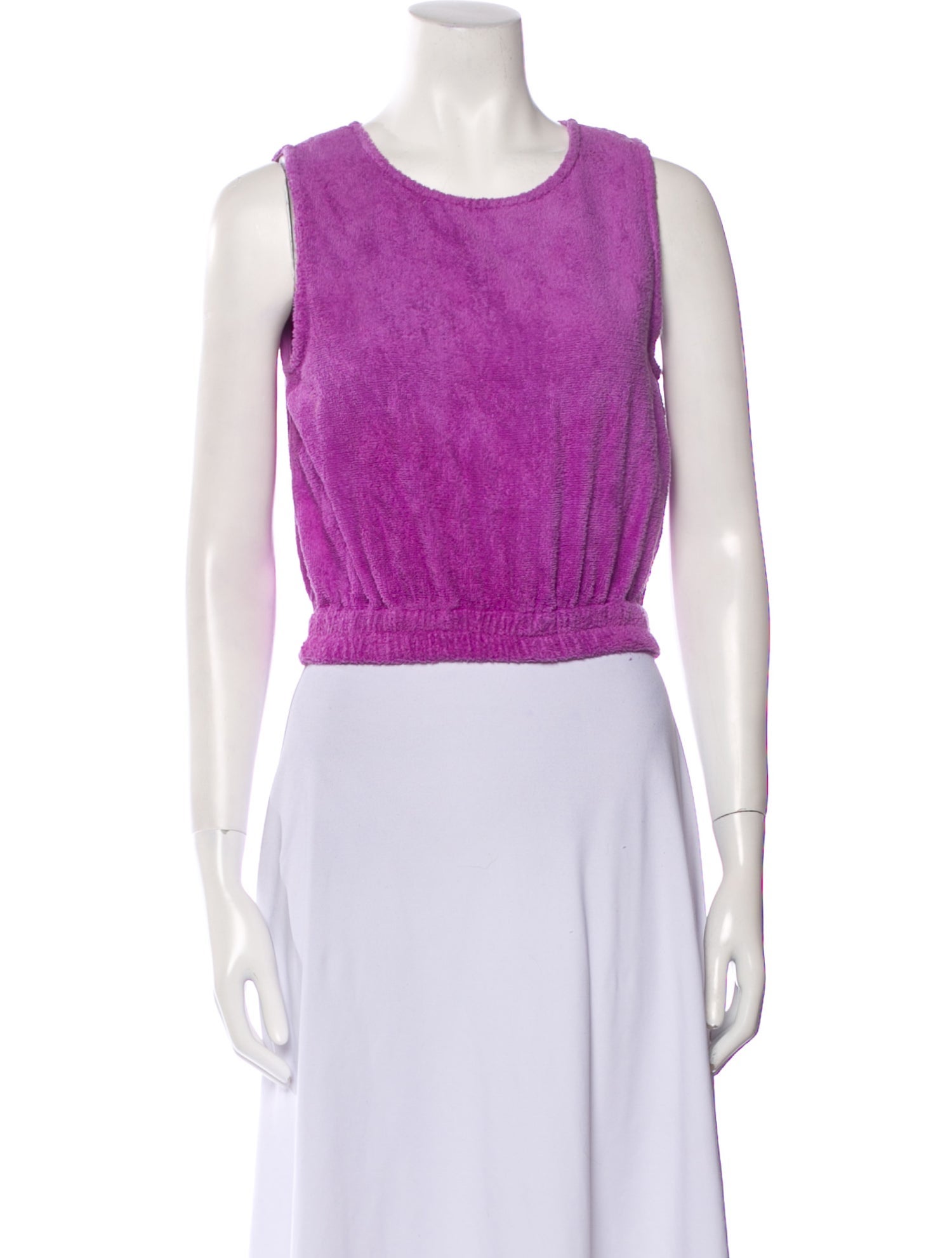 Terry Scoop Neck Sleeveless Crop Top