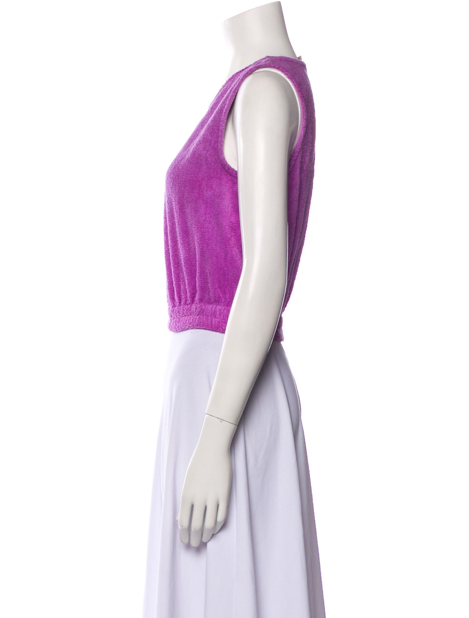 Terry Scoop Neck Sleeveless Crop Top