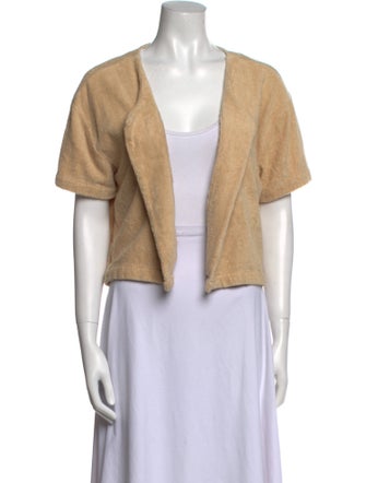 Terry Open Front Short Sleeve Crop Top