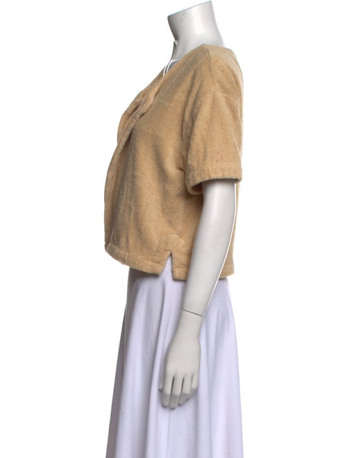 Terry Open Front Short Sleeve Crop Top