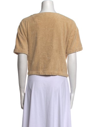 Terry Open Front Short Sleeve Crop Top