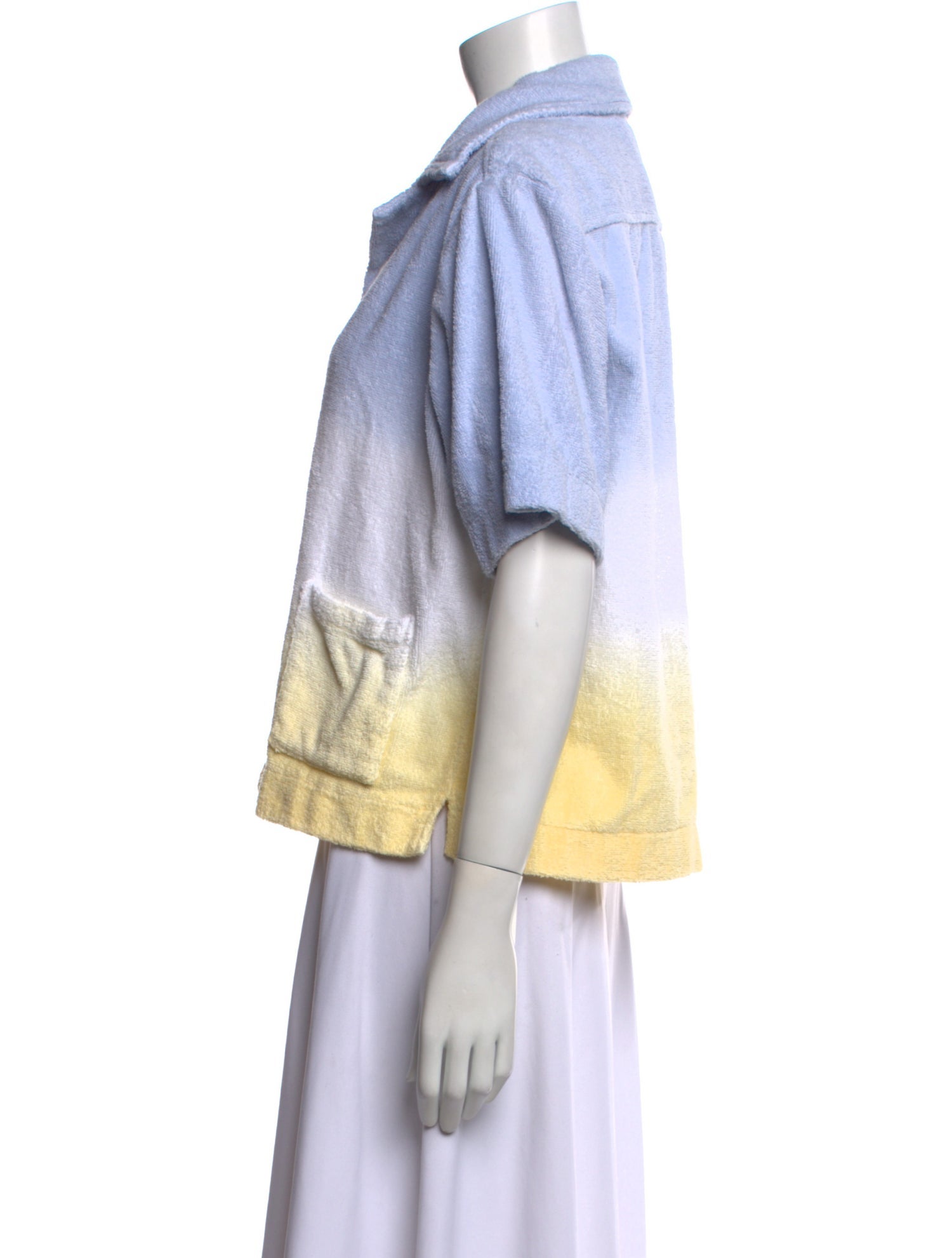 Terry Colorblock Pattern Short Sleeve Sweatshirt