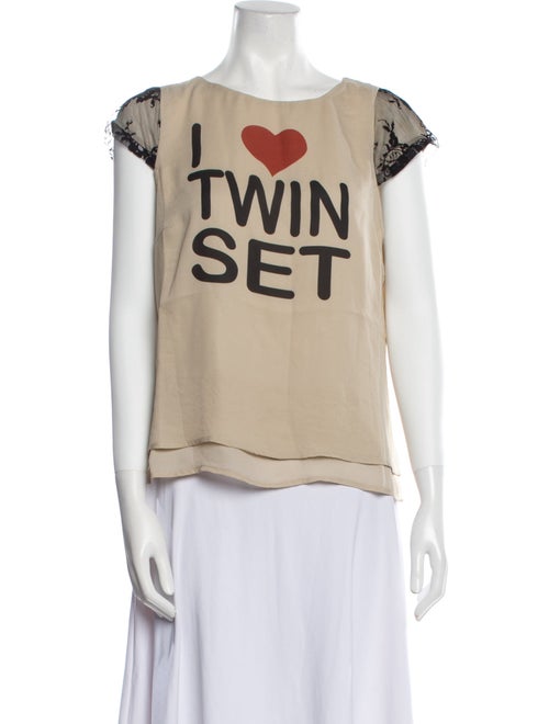 TWINSET Graphic Print Bateau Neckline Blouse