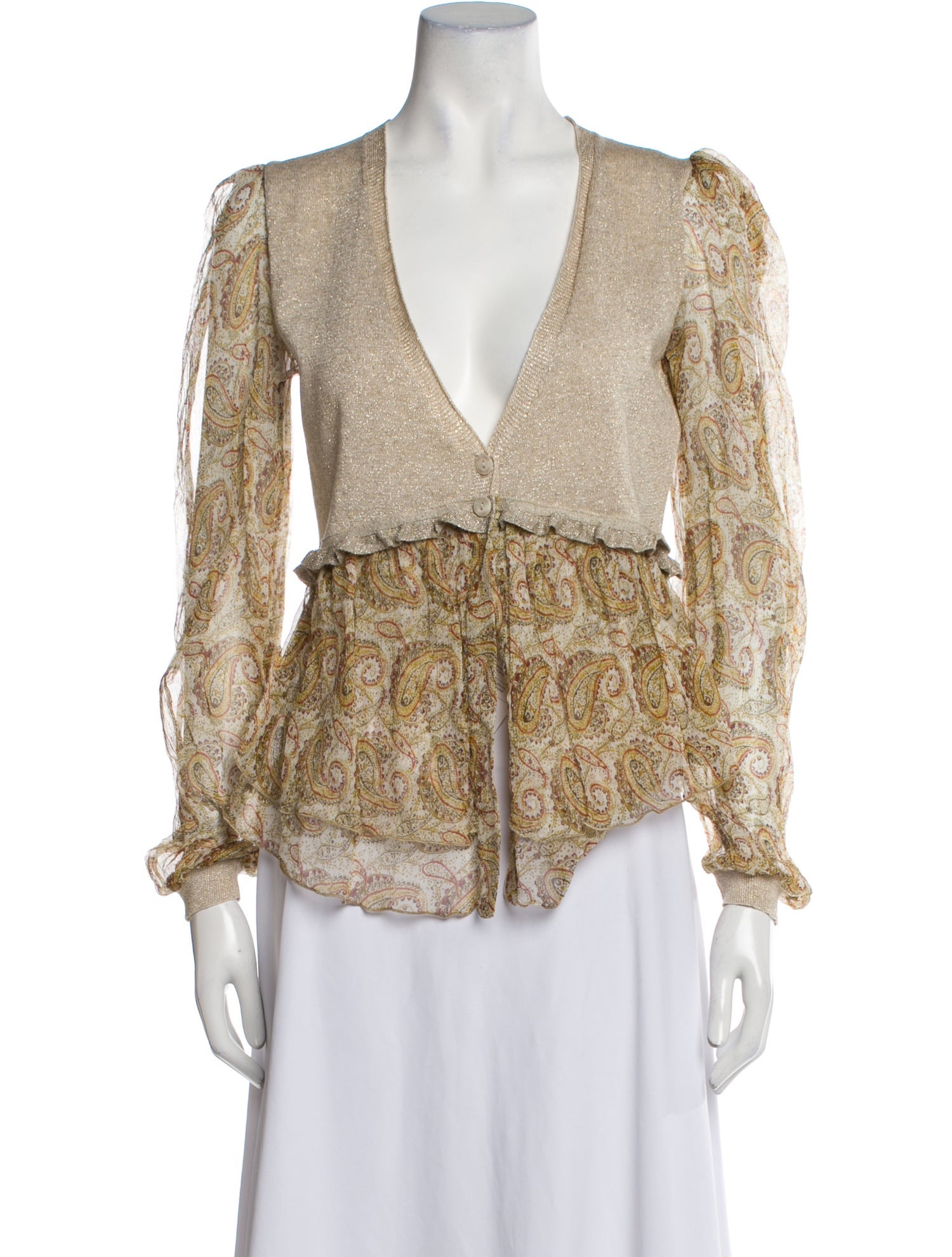 TWINSET Printed Plunge Neckline Blouse