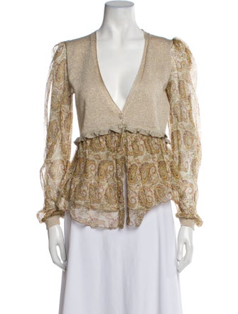 TWINSET Printed Plunge Neckline Blouse