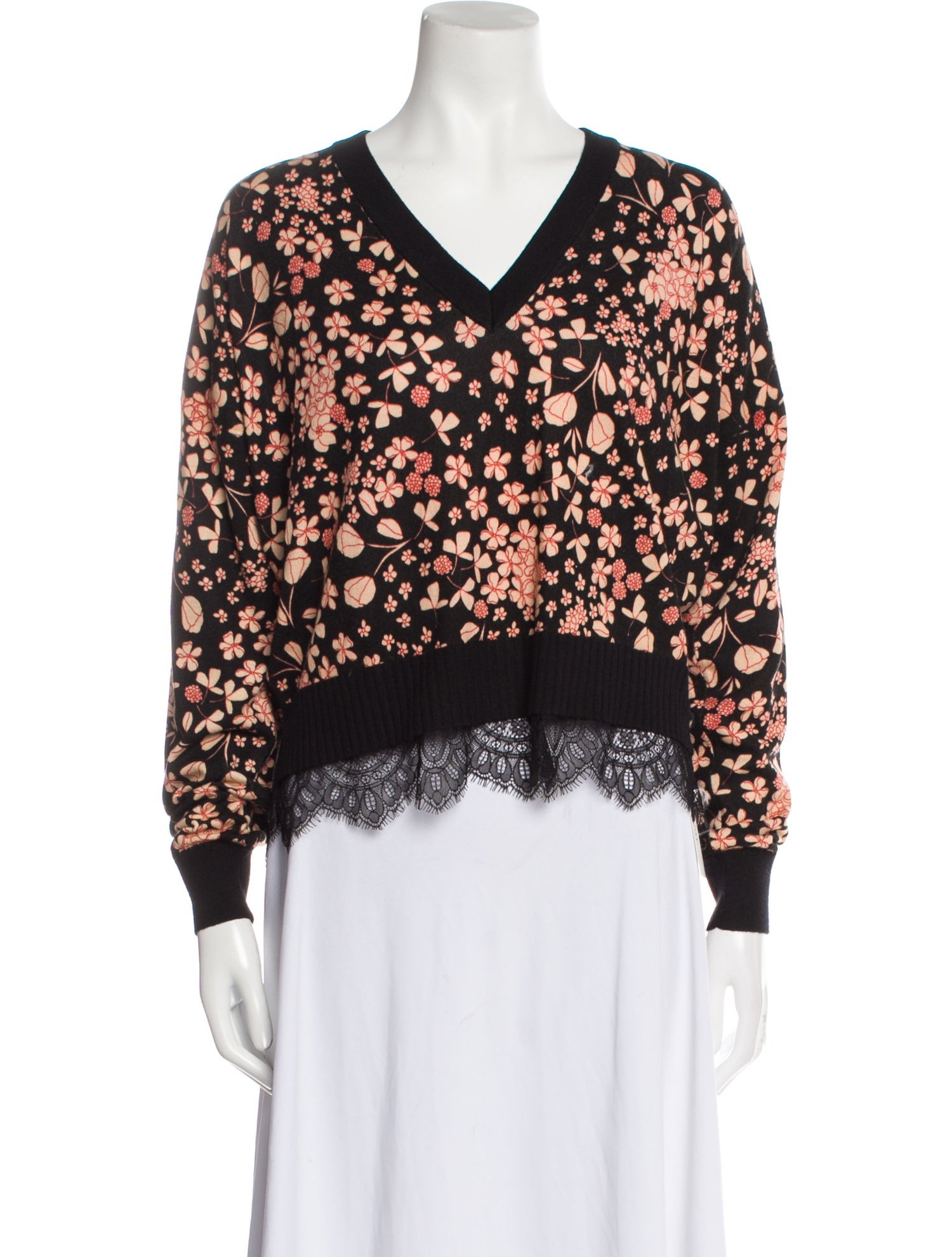 TWINSET Floral Print V-Neck Sweater w/ Tags