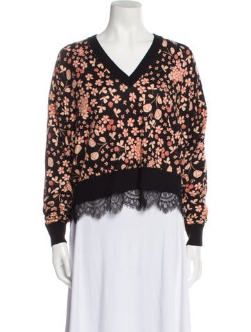 Twinset Knitwear Floral Print V-Neck Sweater XS