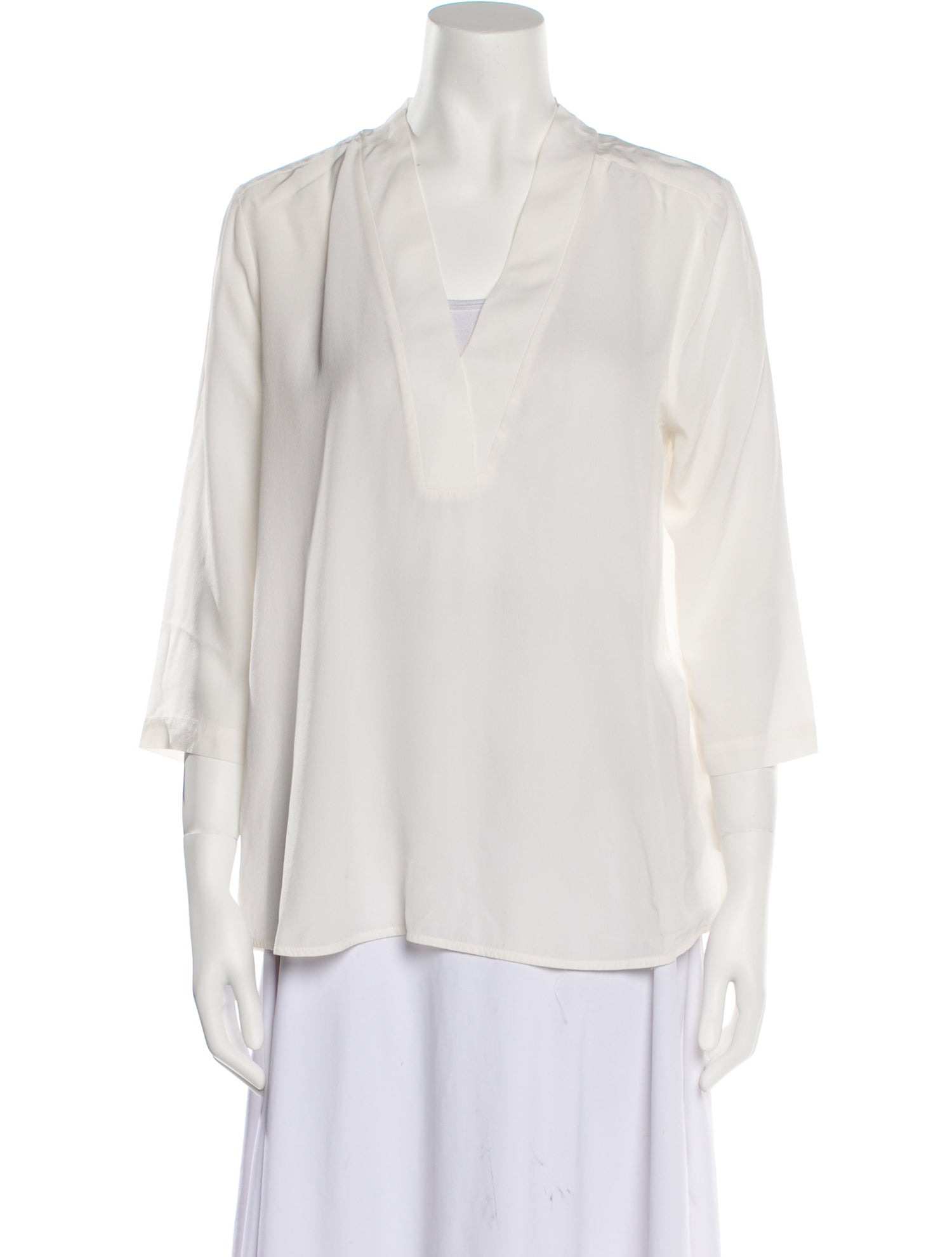 TWINSET Silk Plunge Neckline Blouse