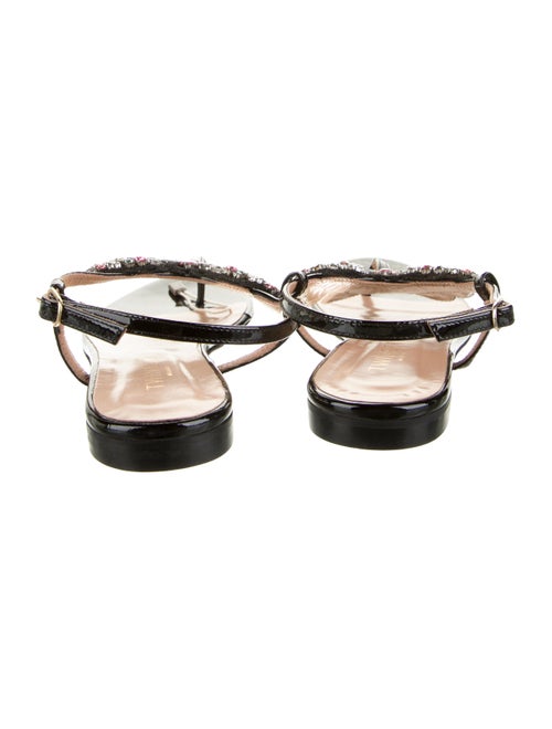 TWINSET Leather Crystal Embellishments T-Strap Sandals