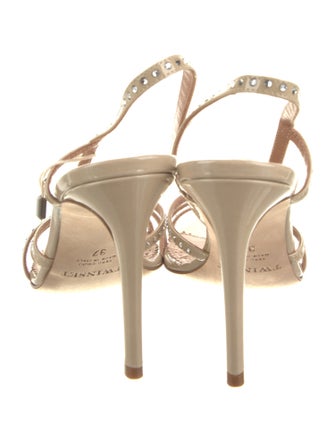 TWINSET Patent Leather Crystal Embellishments Slingback Sandals