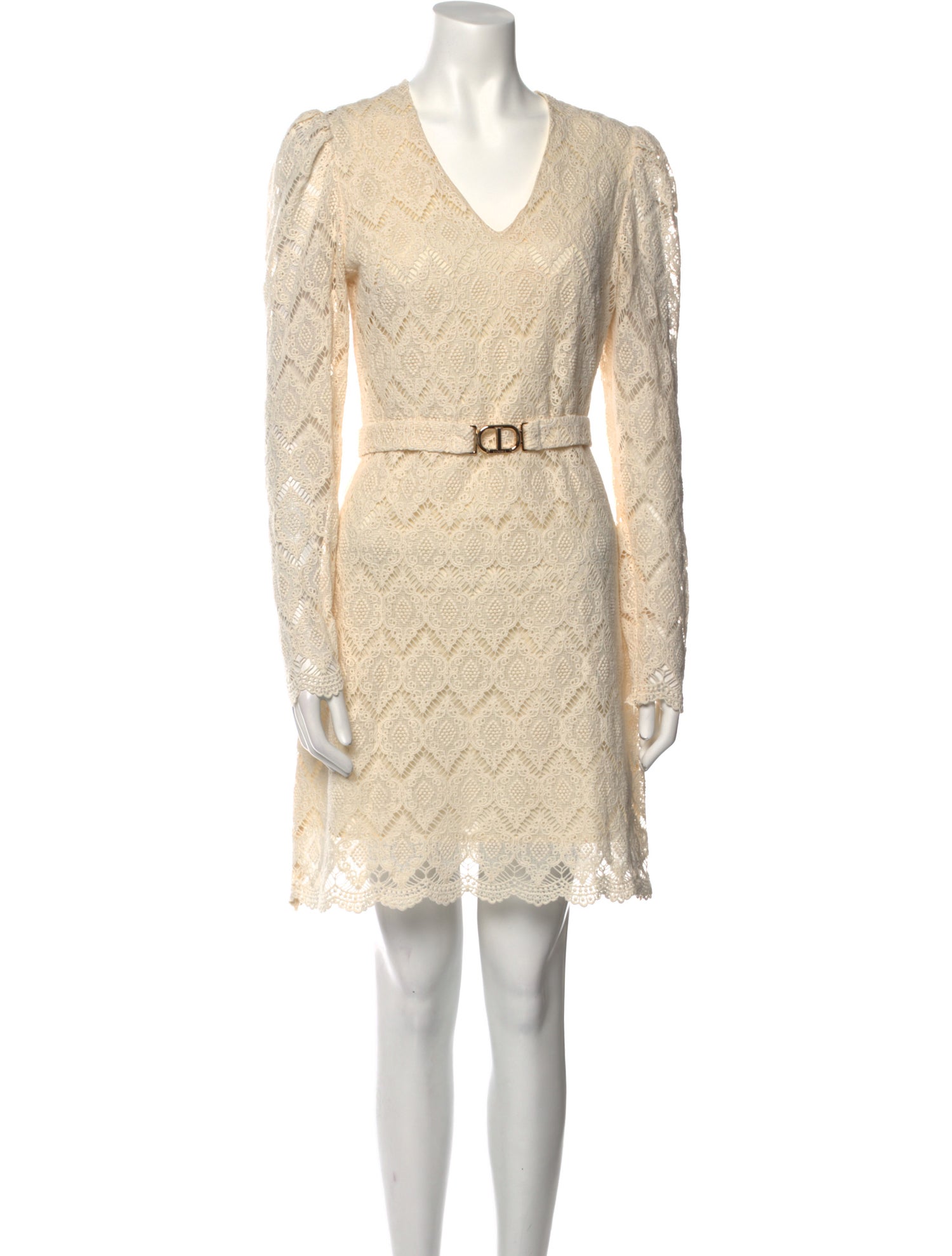 ★関税込み★ TWINSET DRESSES TWINSET Lace Pattern Mini Dress - Neutrals Dresses, Clothing