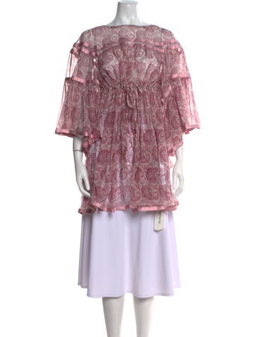 Twinset Tops Silk Paisley Print Tunic Us6, It42 | M