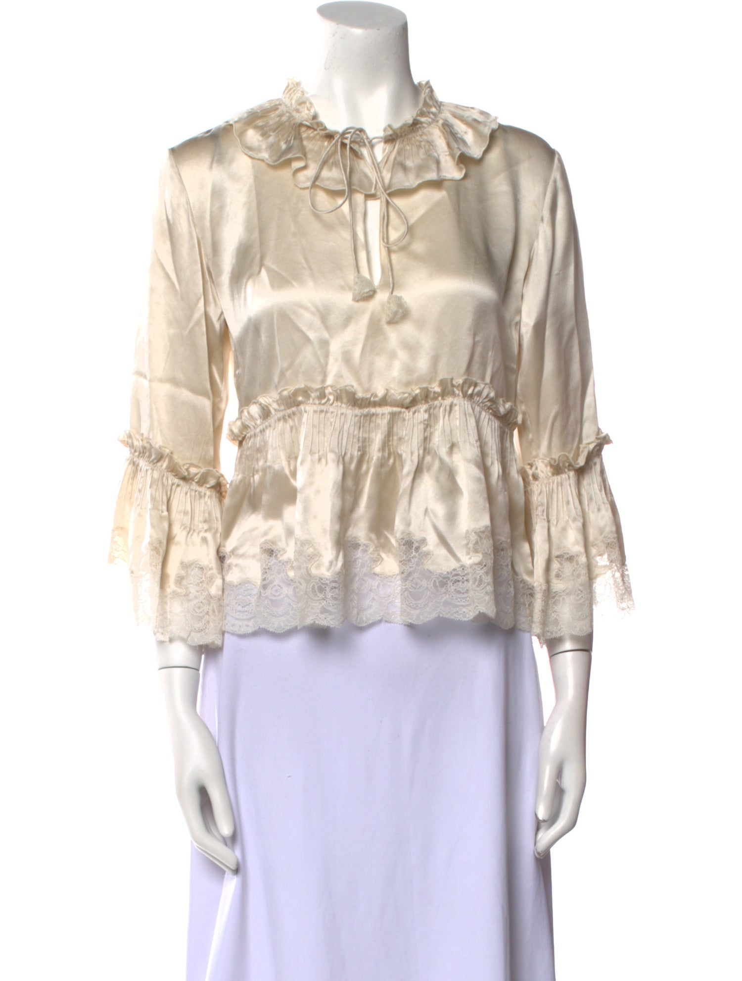 TWINSET Silk Mock Neck Blouse