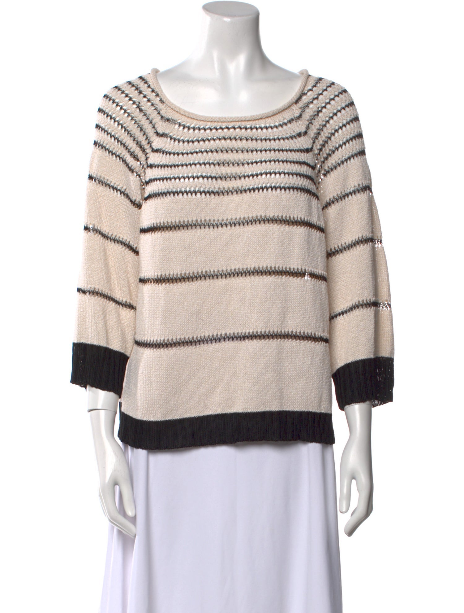 TWINSET Striped Scoop Neck Sweater