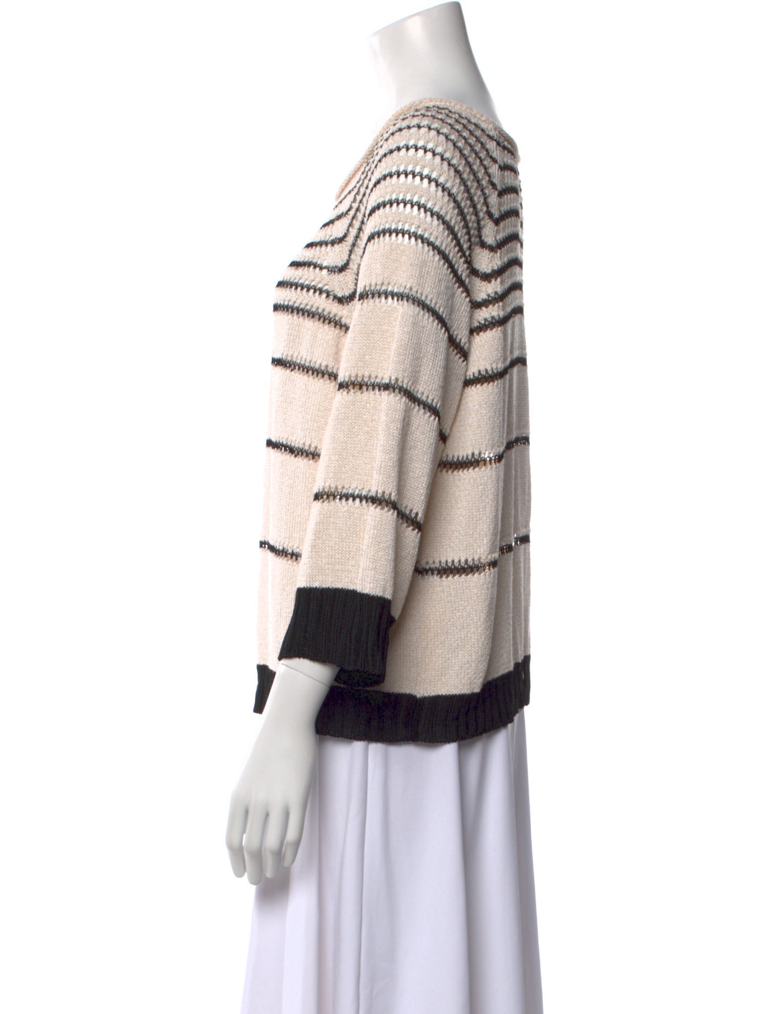 TWINSET Striped Scoop Neck Sweater