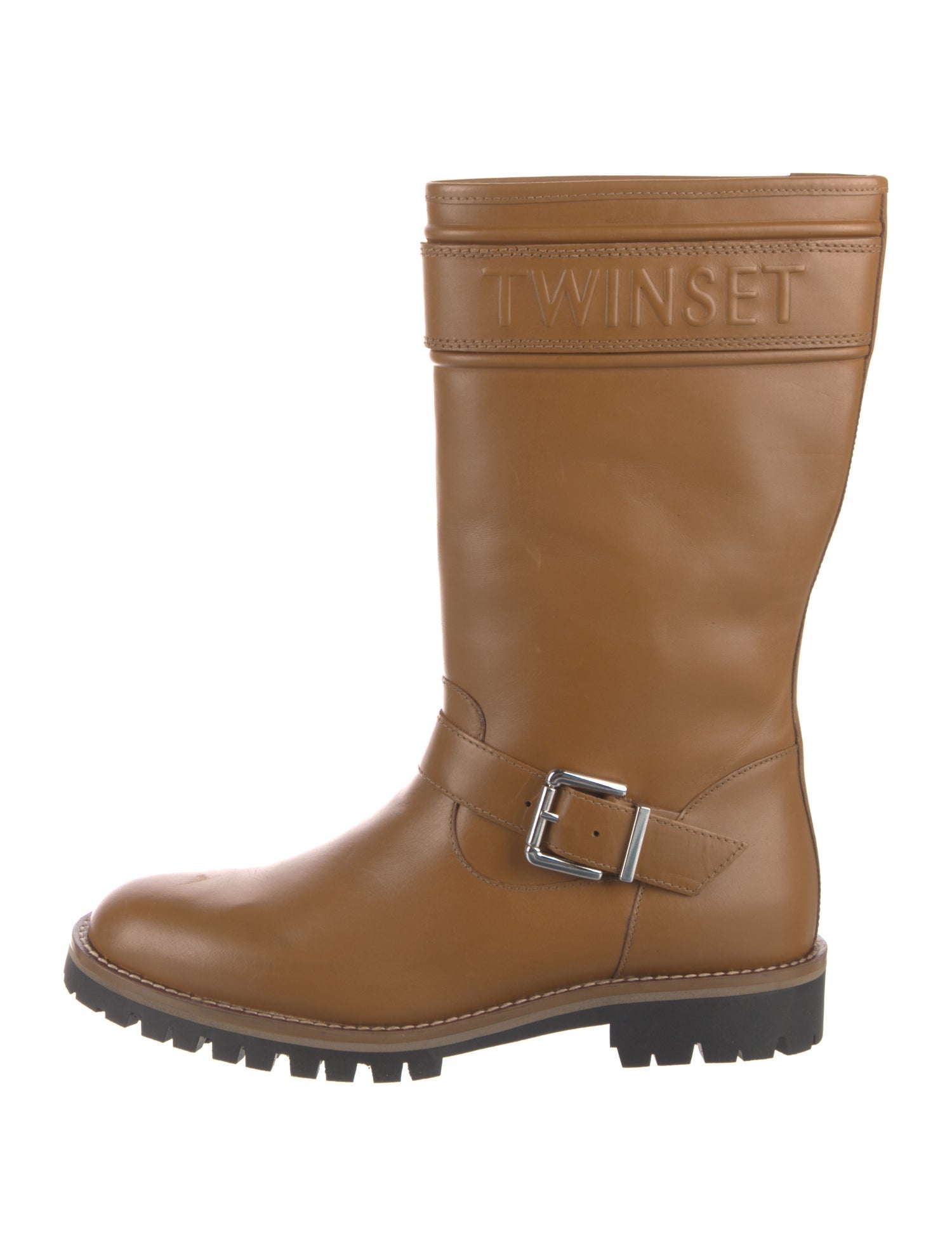 TWINSET Leather Moto Boots
