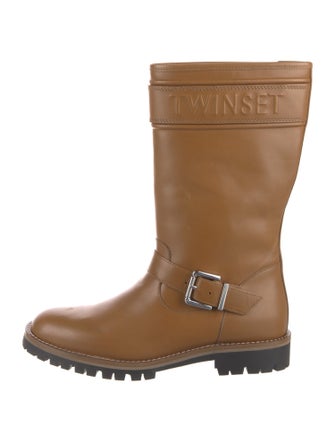TWINSET Leather Moto Boots
