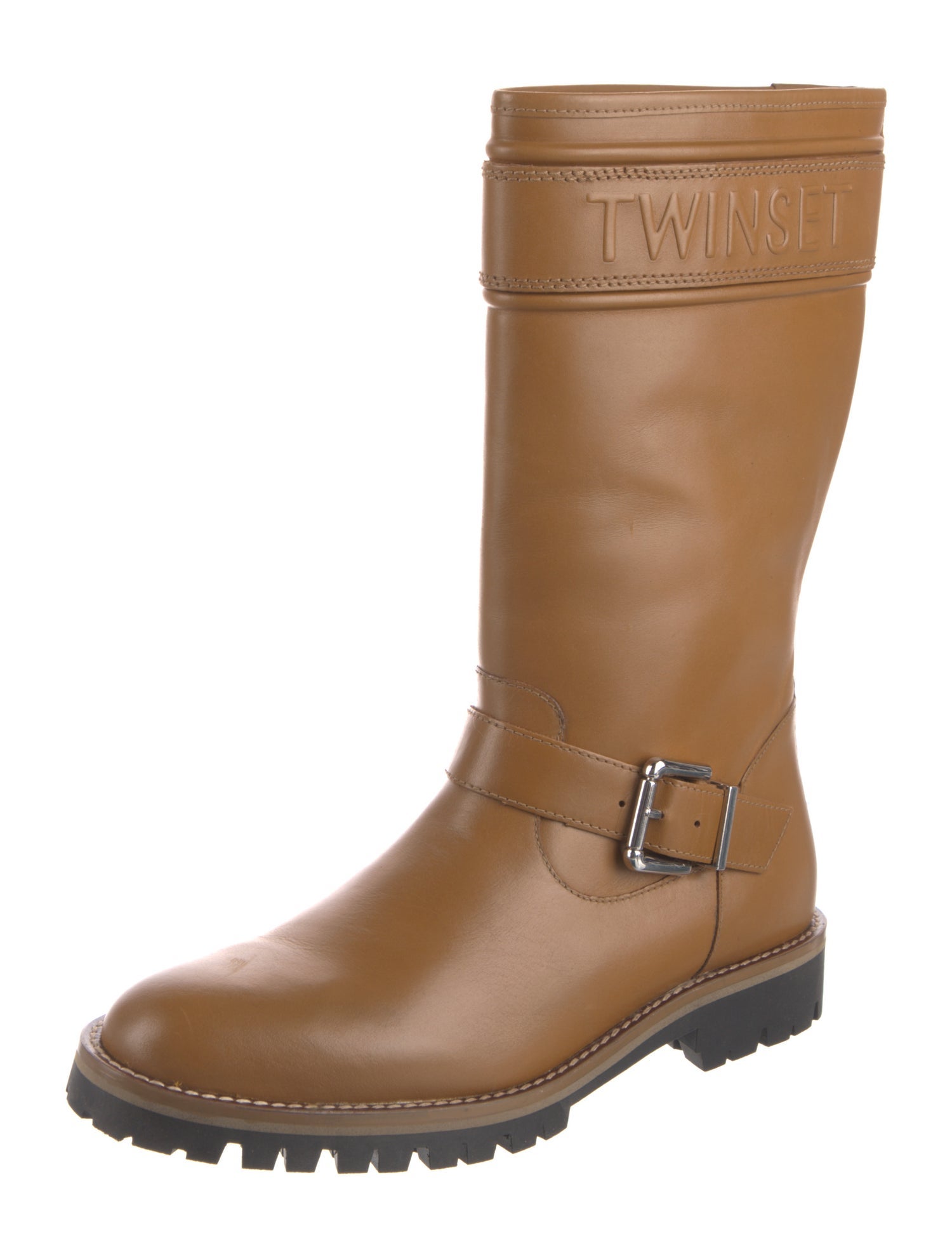 TWINSET Leather Moto Boots