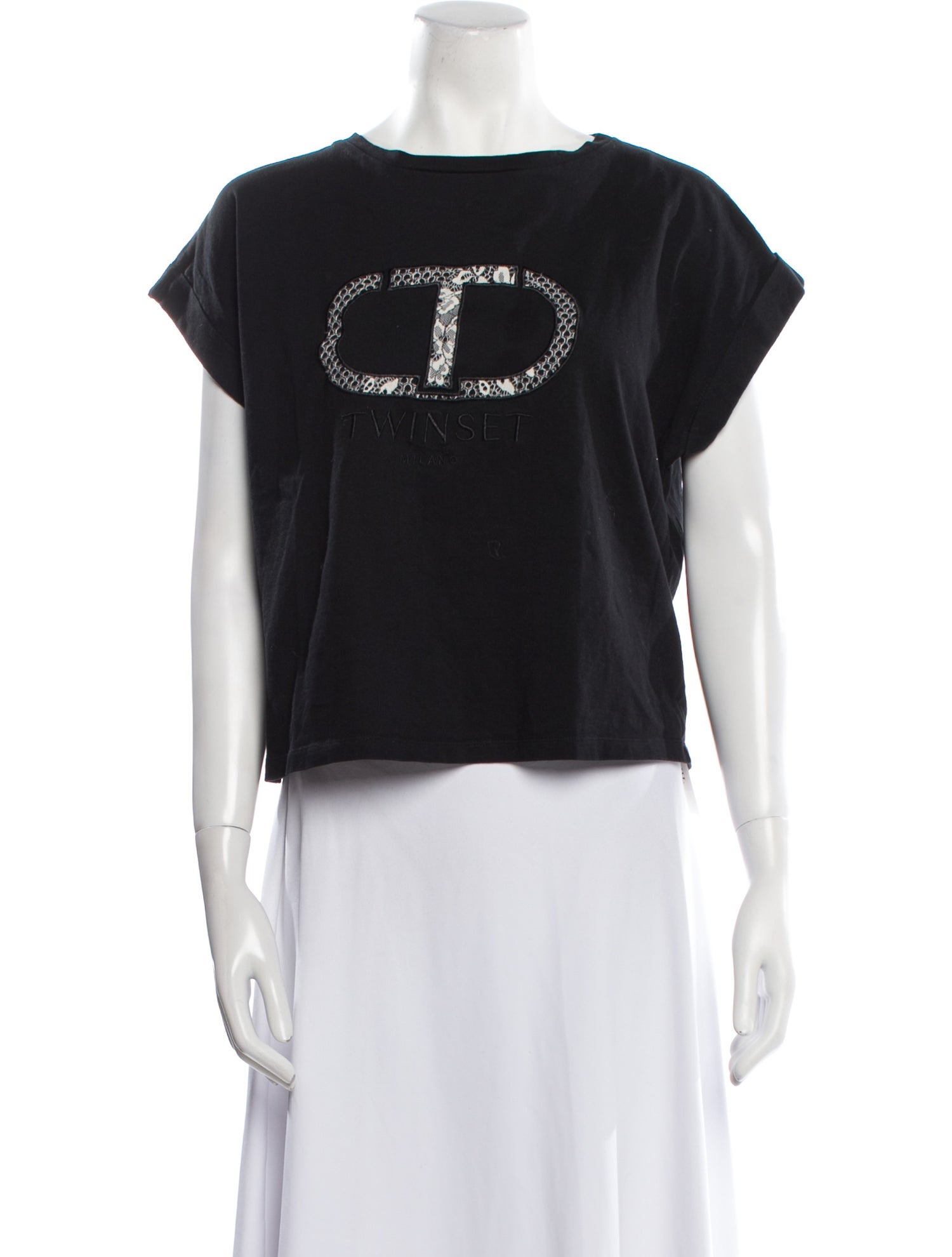 TWINSET Graphic Print Bateau Neckline T-Shirt