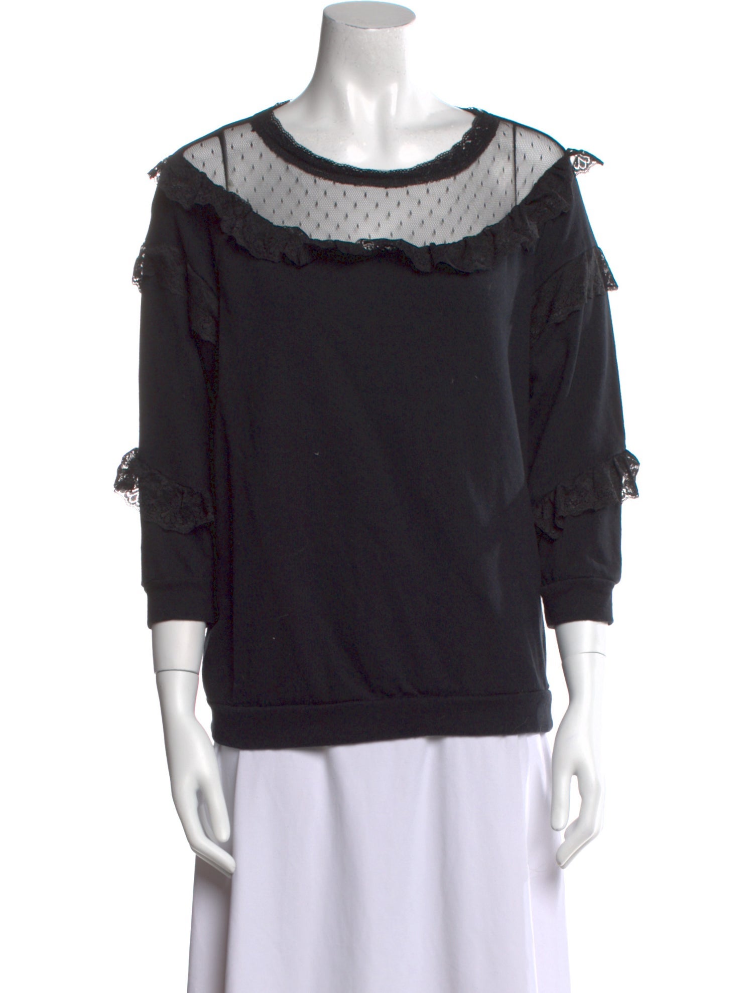 TWINSET Scoop Neck Three-Quarter Sleeve Sweatshirt