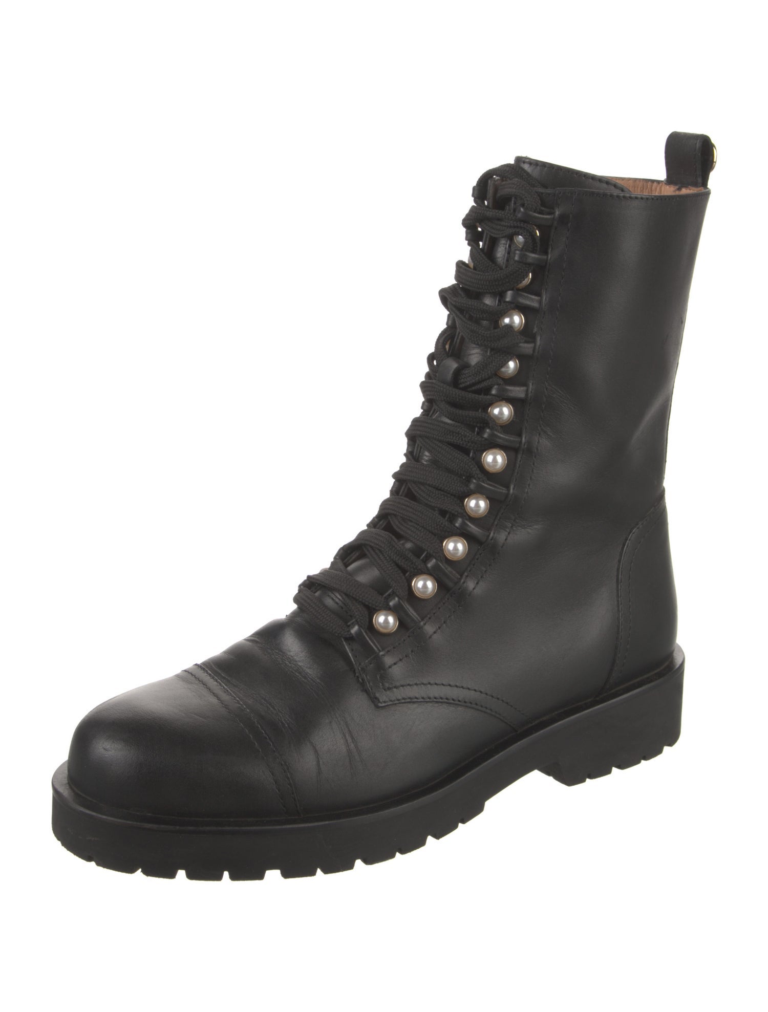 TWINSET Leather Combat Boots
