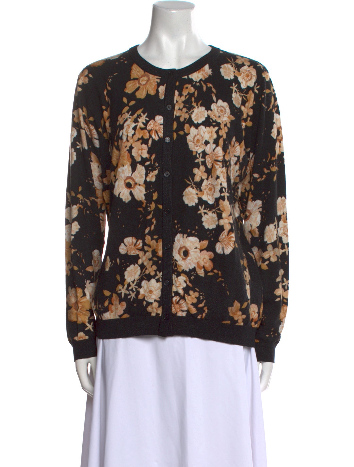 TWINSET Silk Floral Print Sweater