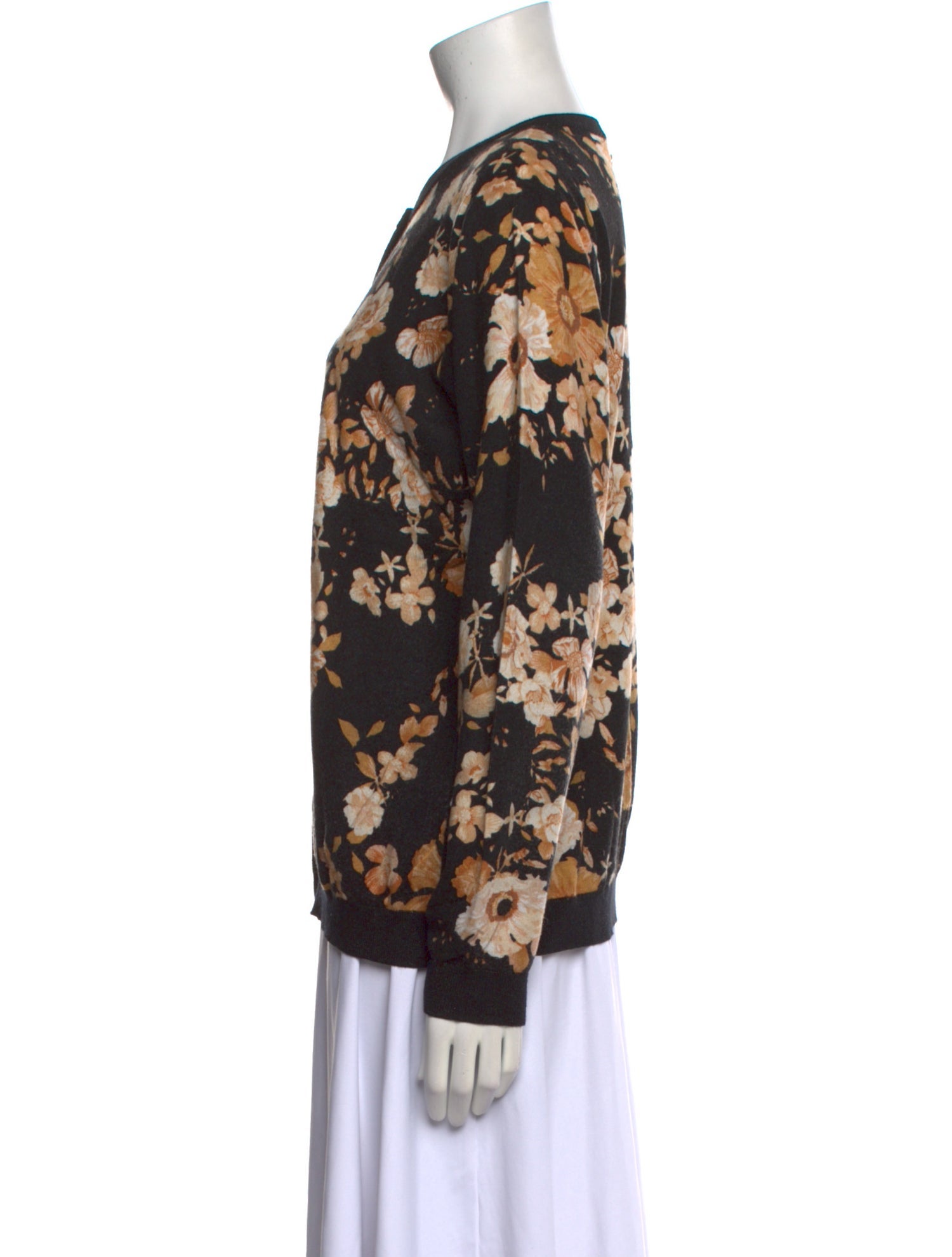 TWINSET Silk Floral Print Sweater