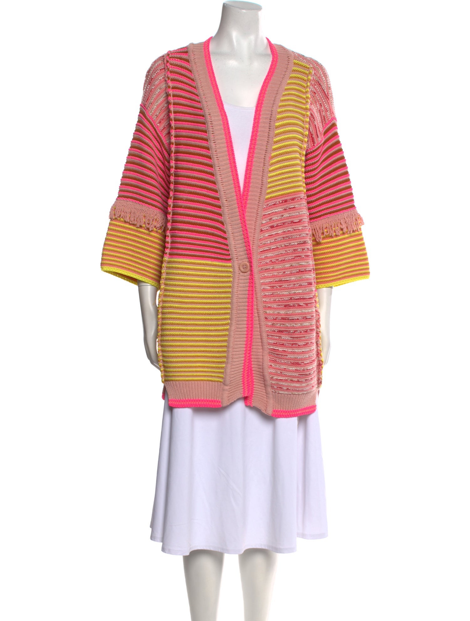 TWINSET Striped Open Front Sweater